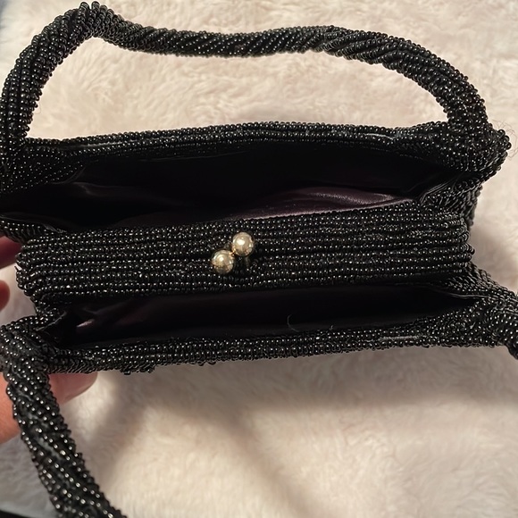 Vintage black beaded handbag - Picture 2 of 16